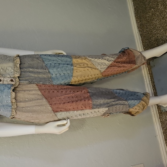 Vtg SACRED THREADS Patchwork Colorblock Embroidered Boho Hippie Pantsuit - Picture 5 of 13